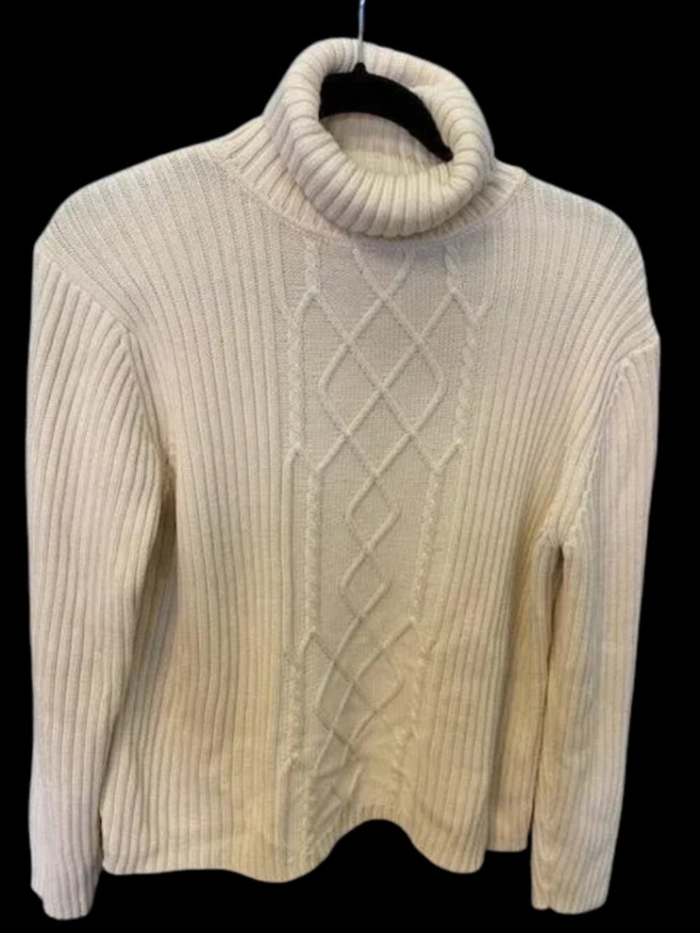 Jones New York Country Womens size XL Ivory Turtleneck Cable Knit Sweater - Picture 2 of 2